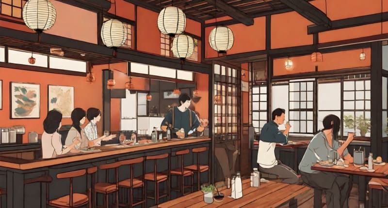 会社の食事会のイメージイラスト