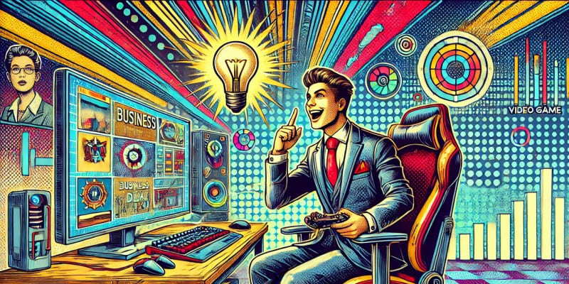 ゲームを楽しみながらオーディオブックを活用しているイメージイラスト