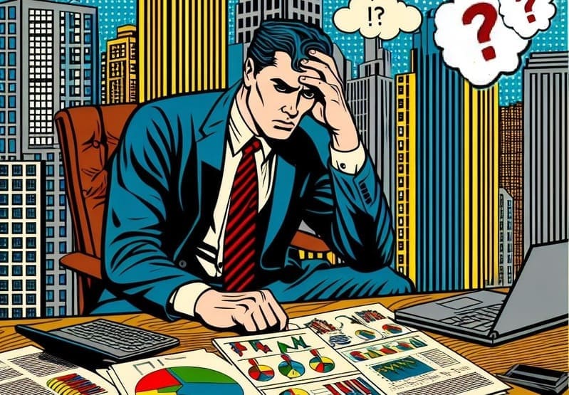 思考停止している経営者のイメージイラスト