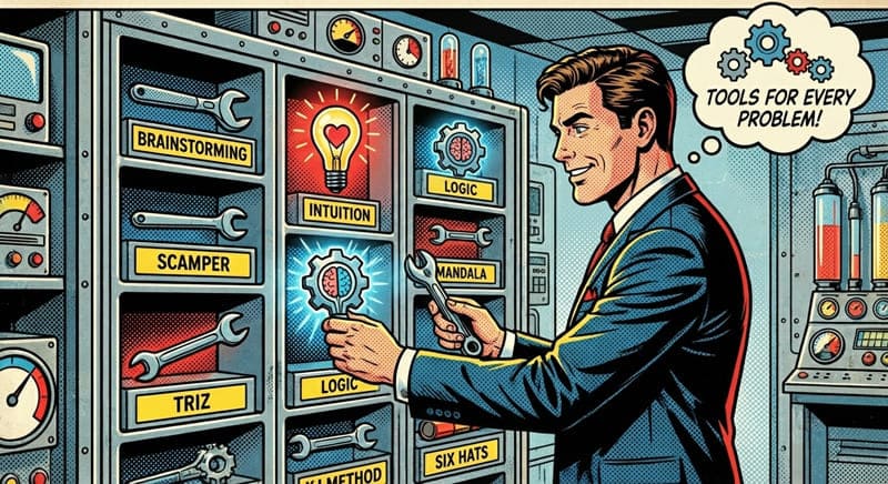 企画のアイデア出しのやり方を説明するビジネスマンのイメージ画像